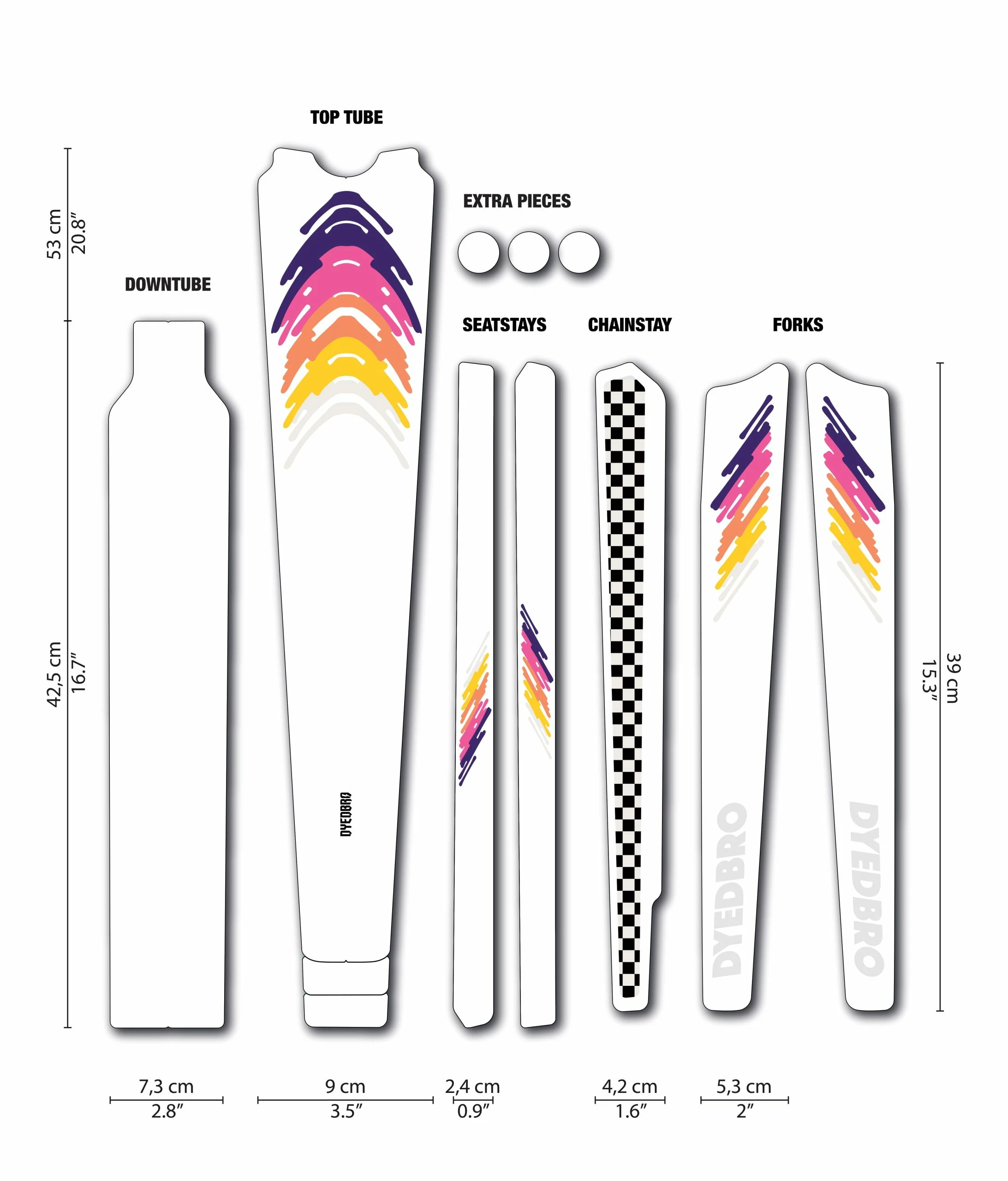 Dyedbro Kit De Protection De Cadre Gravel 80s - Matte 1 Dyedbro Kit De Protection De Cadre Gravel 80s - Matte