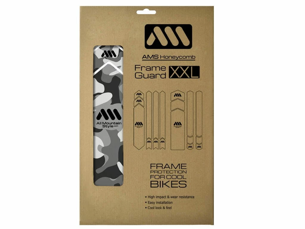 AMS - All Mountain Style Autocollant De Protection De Cadre En Nid D'abeille XXL - Transparent/Camo 1 AMS - All Mountain Style Autocollant De Protection De Cadre En Nid D'abeille XXL - Transparent/Camo