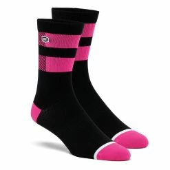 100% Chaussettes Flow - Black/Fluo Pink