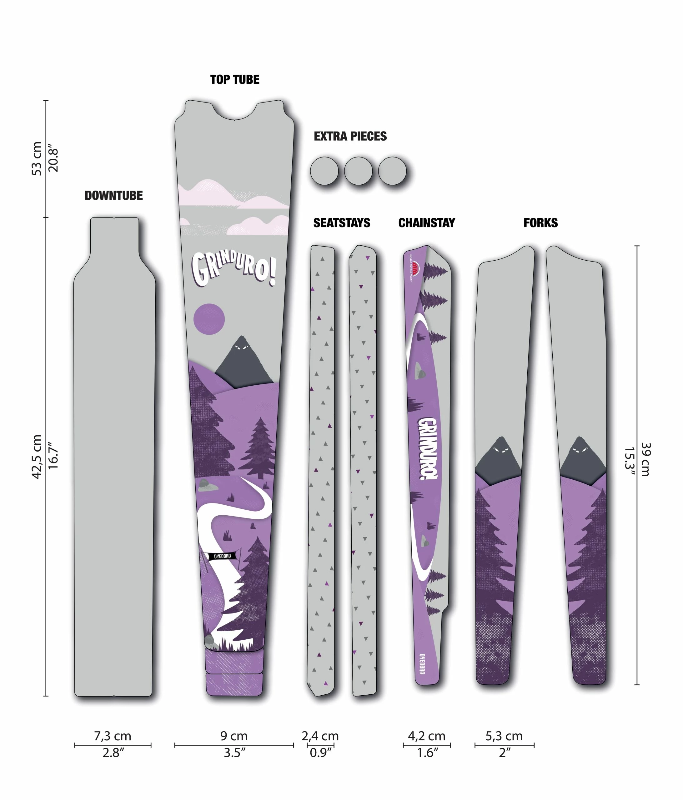 Dyedbro Kit De Protection De Cadre Gravel Grinduro - Purple Matte 1 Dyedbro Kit De Protection De Cadre Gravel Grinduro - Purple Matte