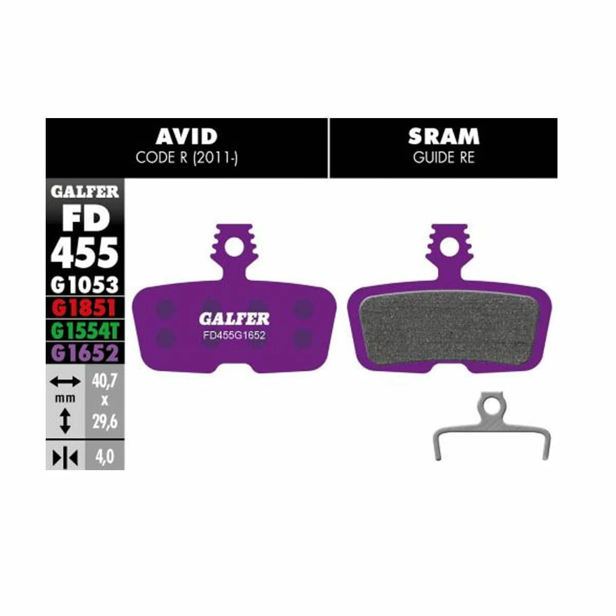 GALFER Plaquette De Frein E-Bike G1652 Avid Code - Violet 1 GALFER Plaquette De Frein E-Bike G1652 Avid Code - Violet