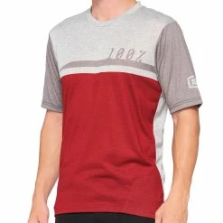 100% Airmatic - Maillot à Manches Courtes - Cerise/Gris - Rouge/Blanc/Gris