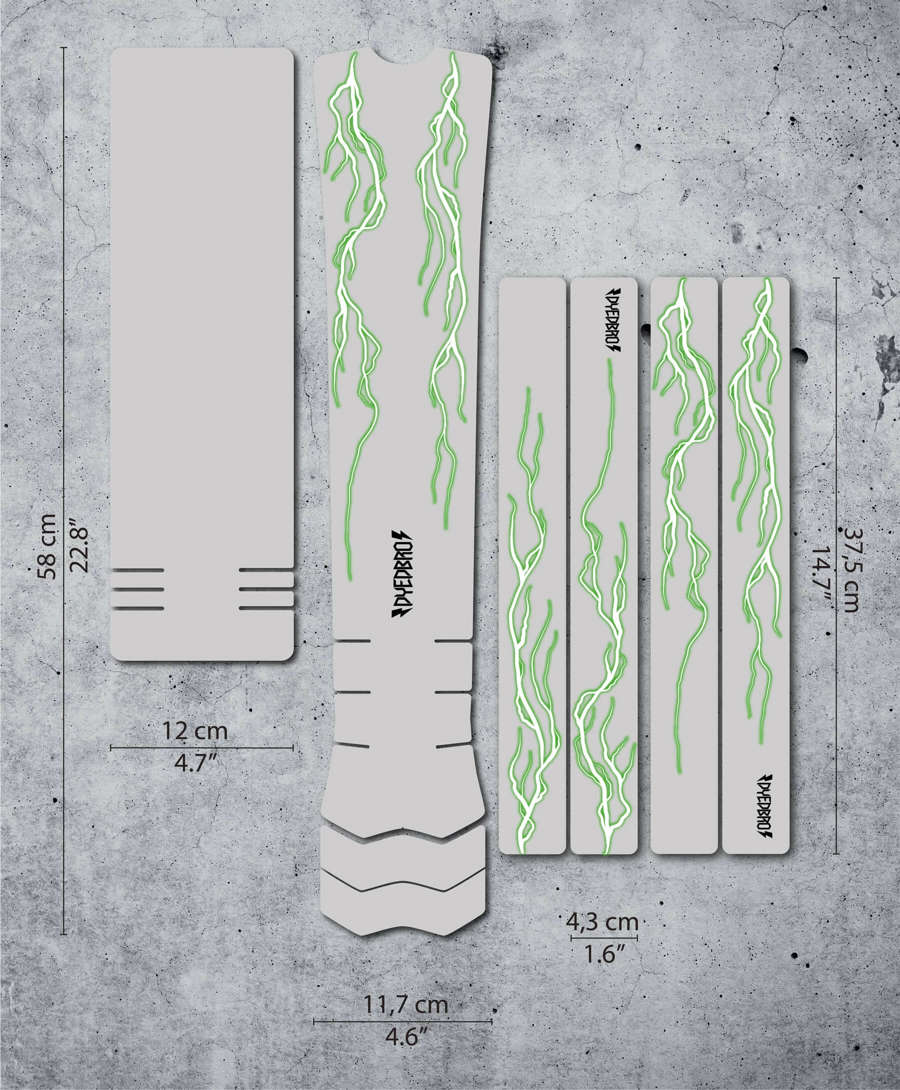 Dyedbro Protection De Cadre E-Bike Kit Lighting - Green Matt 1 Dyedbro Protection De Cadre E-Bike Kit Lighting - Green Matt