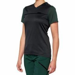 100% Ridecamp Womens Short Sleeve Jersey - Charcoal/Forest Green