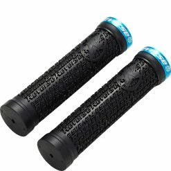 Reverse Grips Stamp Single Lock-On - Noir/Bleu Clair