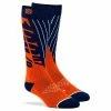 100% Chaussettes Moto - Bleu Marine/Orange